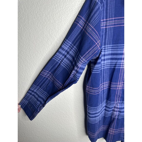 Orvis Shirt Mens 2XL Blue Plaid Stretch Flannel Button Down Long Sleeve - Picture 4 of 6